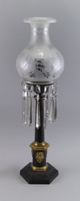 FRENCH BRONZE ASTRAL LAMP Mid-19th Century Height 29". Shade collar diameter 5.75".