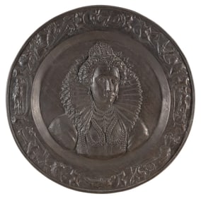FRENCH COPPER MEDALLION PORTRAIT PLAQUE Late 19th Century Diameter 22".