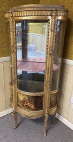 LOUIS XV-STYLE GILT VITRINE Late 19th/Early 20th Century Height 60". Width 29". Depth 14".