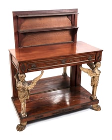 FRENCH EMPIRE BRONZE-MOUNTED MAHOGANY PIER TABLE 19th Century Height 35". Width 44.5". Depth 22".