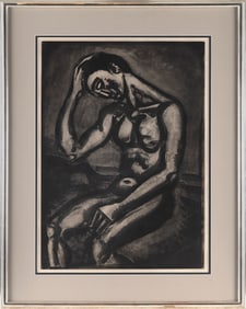 GEORGES ROUAULT (France, 1871-1958), "Solitaire", 1922., Aquatint, 23.5" x 17.25" sight. Framed 32"