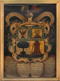 CONTINENTAL SCHOOL (18th Century,), Coat of arms., Oil on canvas, 43.75" x 31.75". Framed 48" x 35".