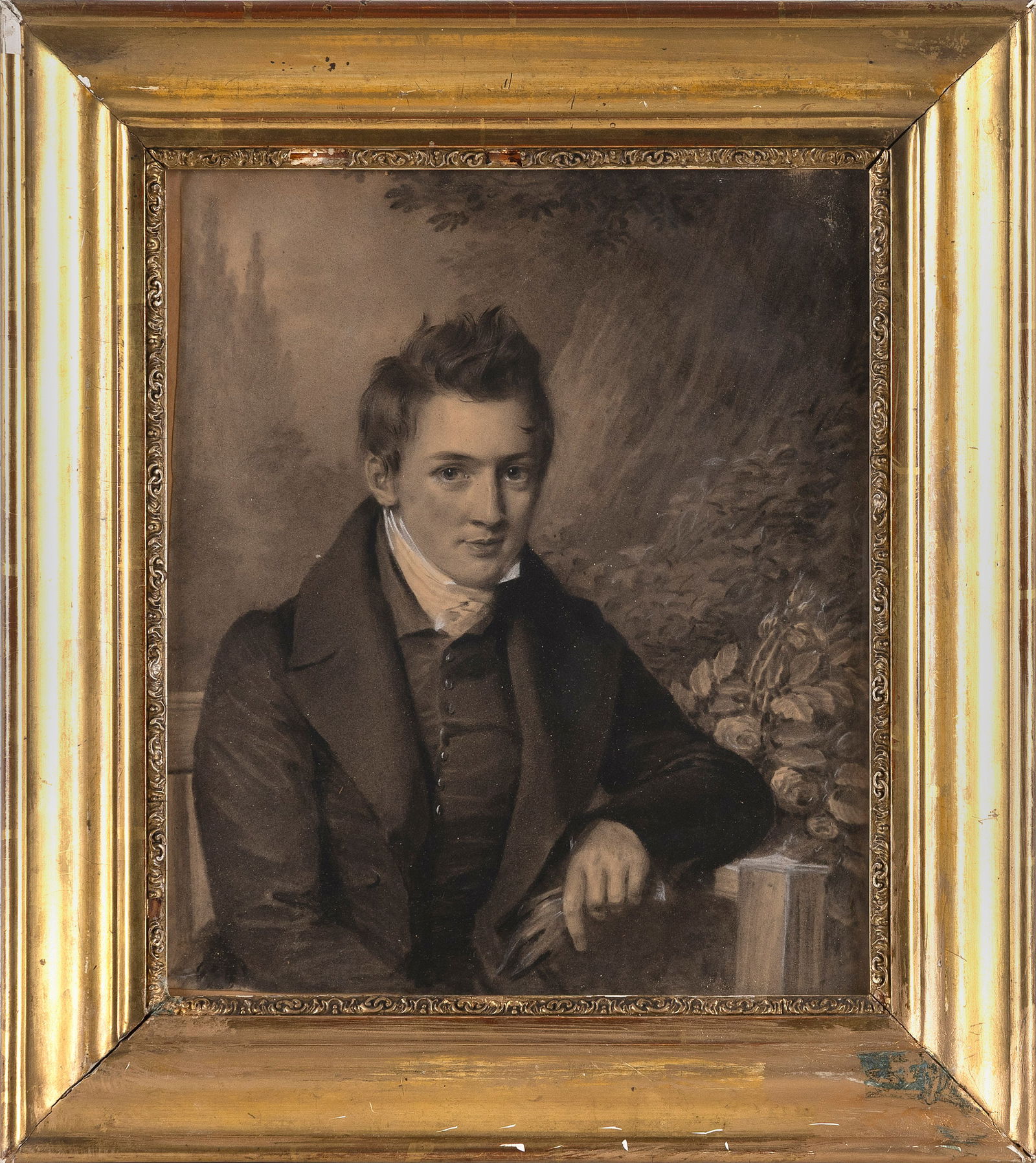 CONTINENTAL SCHOOL (19th Century,), Portrait of a gentleman., Mixed media on paper, 10" x 8.5" (1 of 2)