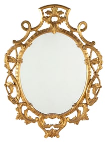 CONTINENTAL OVAL GILT MIRROR 19th Century Height 30". Width 22".