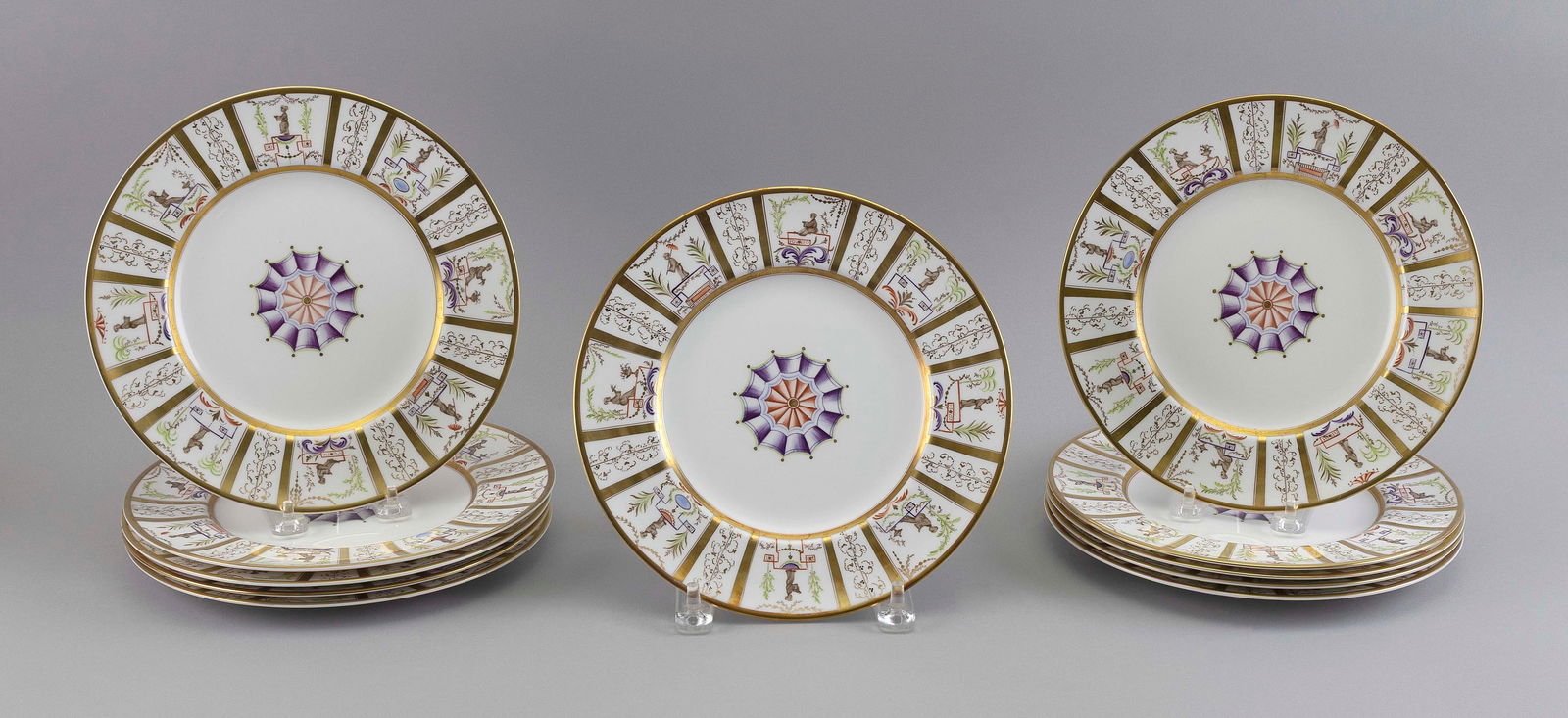 SET OF ELEVEN TIFFANY & CO. "CAROUSEL CHINOIS" PORCELAIN PLATES 20th Century Diameters 10.75". (1 of 4)