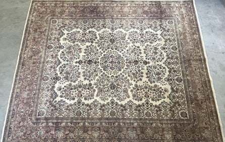 SAROUK DESIGN RUG: 8'1" X 9'9" Late 20th Century
