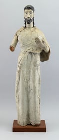 CARVED WOODEN SANTOS FIGURE 19th Century or Earlier Height 29.5".
