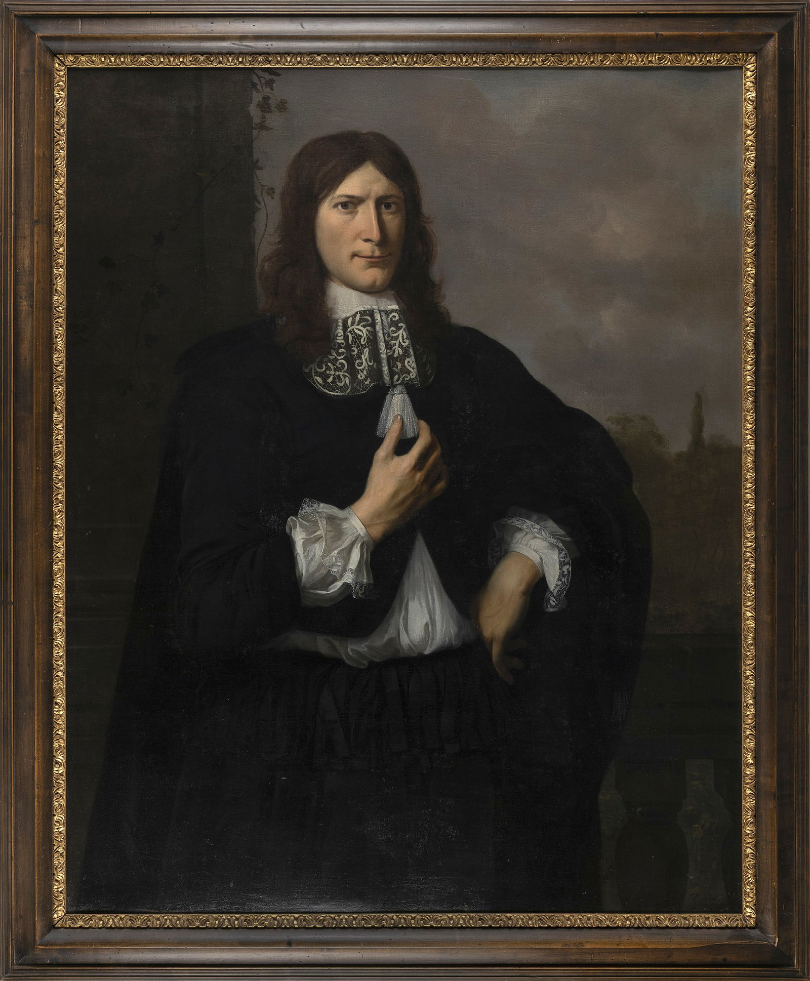 DUTCH SCHOOL (Circa 1600,), Three-quarter-length portrait of a gentleman, Oil on canvas, 45" x 36". (1 of 2)