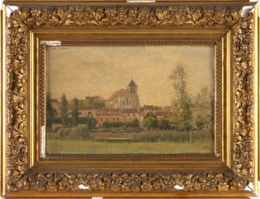 ADRIEN SCHULZ (The Netherlands/France, 1851-1931), A view of a church, likely Montigny-Sur-Loing.,
