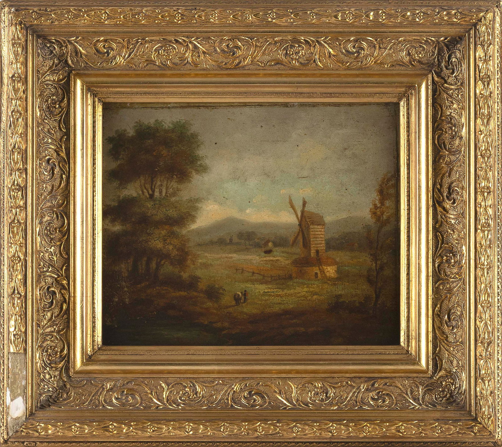 DUTCH SCHOOL (19th Century,), Landscape with windmill., Oil on canvas laid down on board, 8.75" x (1 of 2)