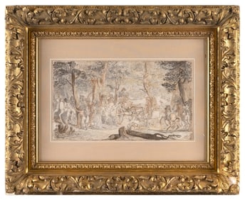 ATTRIBUTED TO THOMAS ROWLANDSON (United Kingdom, 1756-1827), A procession through a forest.,