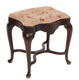 ENGLISH QUEEN ANNE MAHOGANY DRESSING STOOL 18th Century Height 21". Width 20". Depth 15".