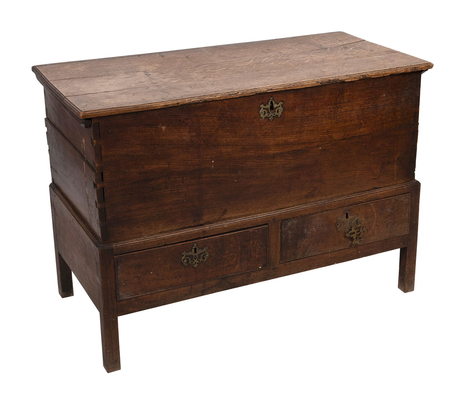 ENGLISH OAK LIFT-TOP CHEST 18th Century Height 32". Width 40". Depth 20". (1 of 1)