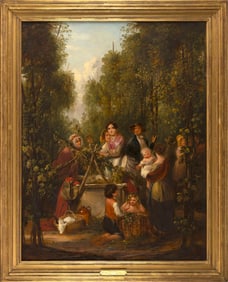 ATTRIBUTED TO WILLIAM FREDERICK WITHERINGTON (United Kingdom, 1785-1865), "Hop Pickers"., Oil on