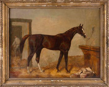 HARRY (HENRY) HALL (United Kingdom, 1815-1882), "St. Albans Winner of St. Leger 1860"., Oil on