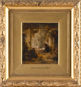 JOHN PHILLIP (United Kingdom, 1817-1867), Nativity scene., Oil on paper laid down on panel, 5.5" x