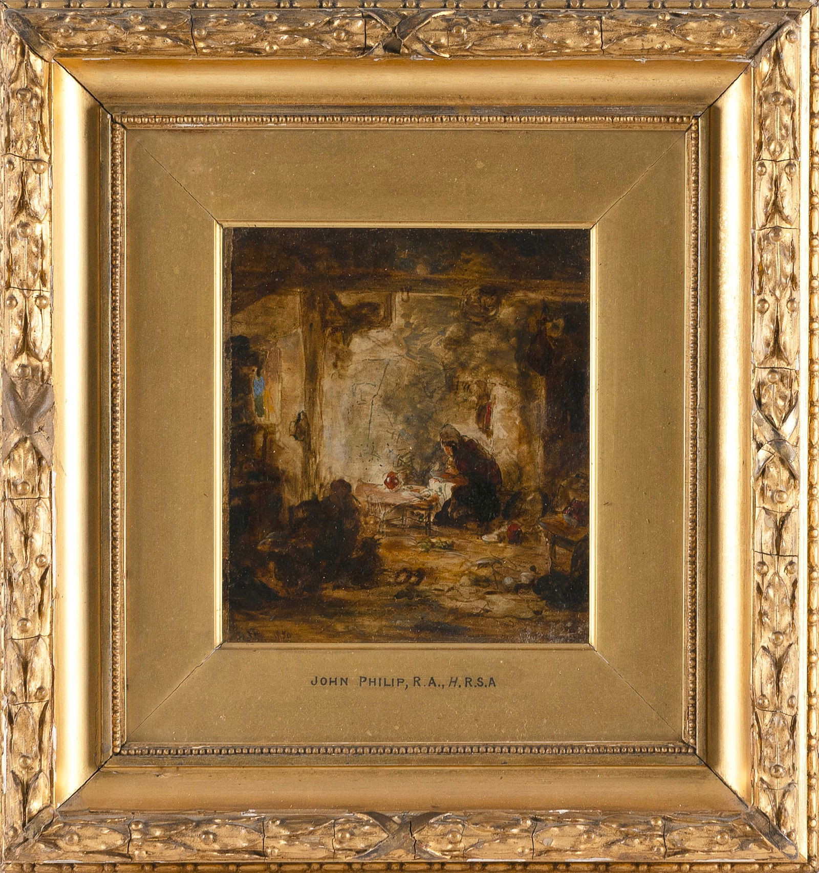 JOHN PHILLIP (United Kingdom, 1817-1867), Nativity scene., Oil on paper laid down on panel, 5.5" x (1 of 2)