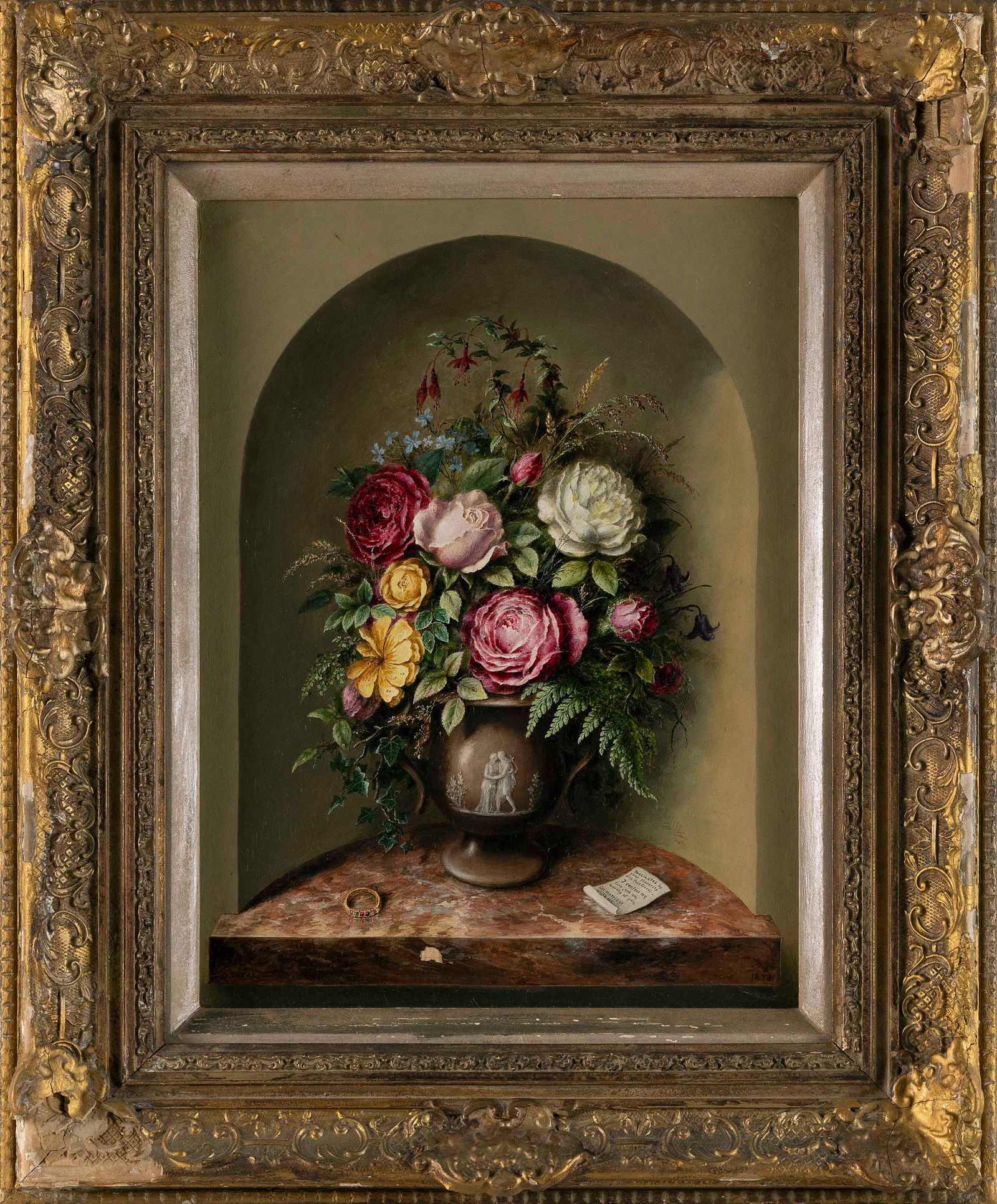 ALBERT DURER LUCAS (United Kingdom, 1828-1918), Proposal of marriage -- a tabletop still life of a (1 of 2)