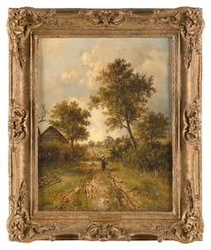 JOSEPH THORS (United Kingdom/France, c. 1835-1900), Landscape., Oil on canvas, 15" x 11.5". Framed