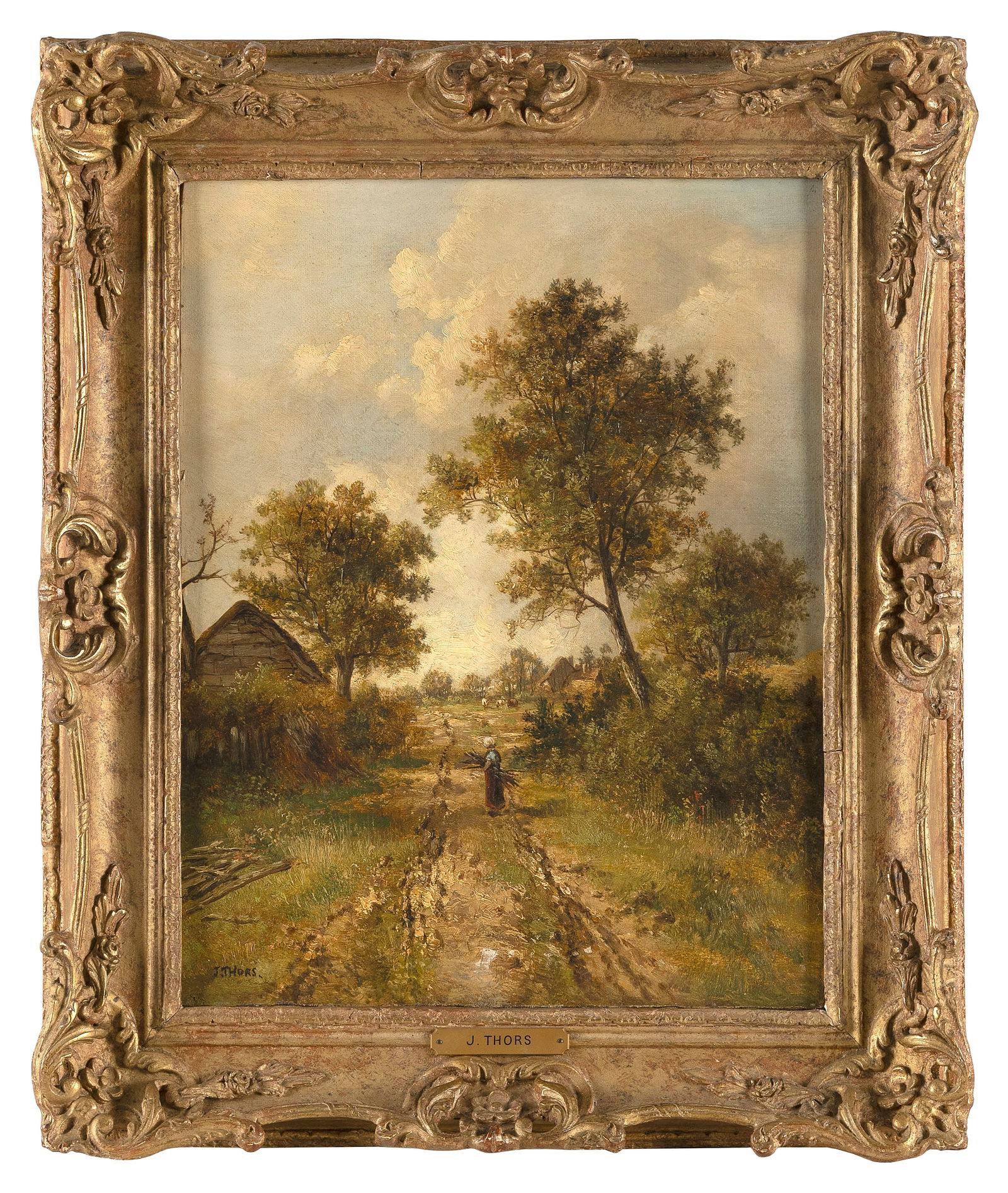 JOSEPH THORS (United Kingdom/France, c. 1835-1900), Landscape., Oil on canvas, 15" x 11.5". Framed (1 of 2)