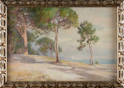 RUSSELL DAWSON (United Kingdom, 19th Century), "May 1 - Juan-les-Pins"., Watercolor, 10" x 14.75"