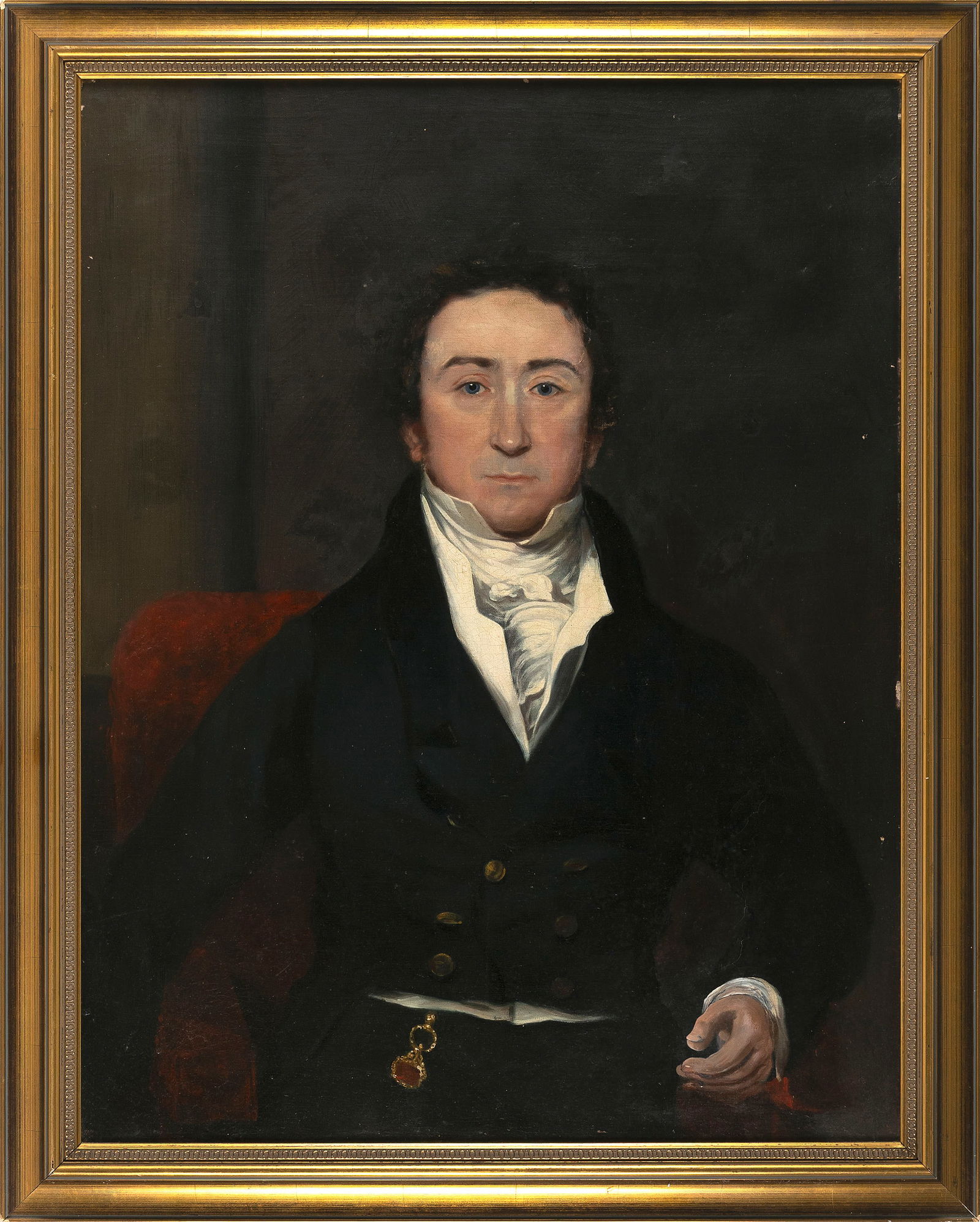 ENGLISH SCHOOL (19th Century,), Portrait of a gentleman., Oil on canvas, 36" x 28". Framed 41" x (1 of 2)