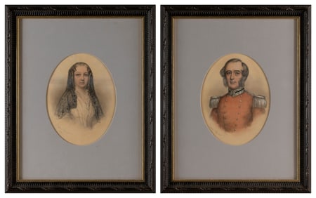 JULIAN CEDRIC BREWER (United Kingdom, 19th Century), Pair of portraits., Ink and watercolor on