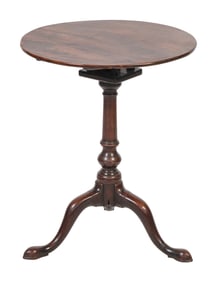 ENGLISH MAHOGANY BIRDCAGE TILT-TOP TABLE 19th Century Height 27". Top diameter 22".