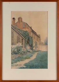 ENGLISH SCHOOL (Early 20th Century,), View of a cottage., Watercolor, 19" x 12" sight. Framed 27" x