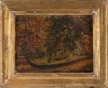 ANGELO GARINO (Italy, 1860-1945), Landscape with trees., Oil on board, 10.25" x 13.75". Framed 15" x