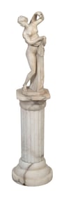 MARBLE SCULPTURE OF A GODDESS 19th Century Height 22". Includes marble column.