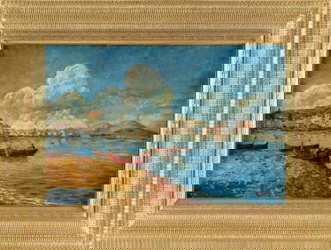 ITALIAN SCHOOL (Early 20th Century,), Italian coastal scene., Oil on canvas, 12" x 18". Framed 18" x