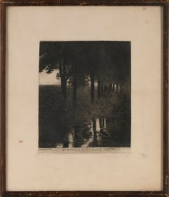 FRANZ VON STUCK (Germany/America, 1863-1928), "Forellenweiher" (Trout Pond)., Etching on paper,