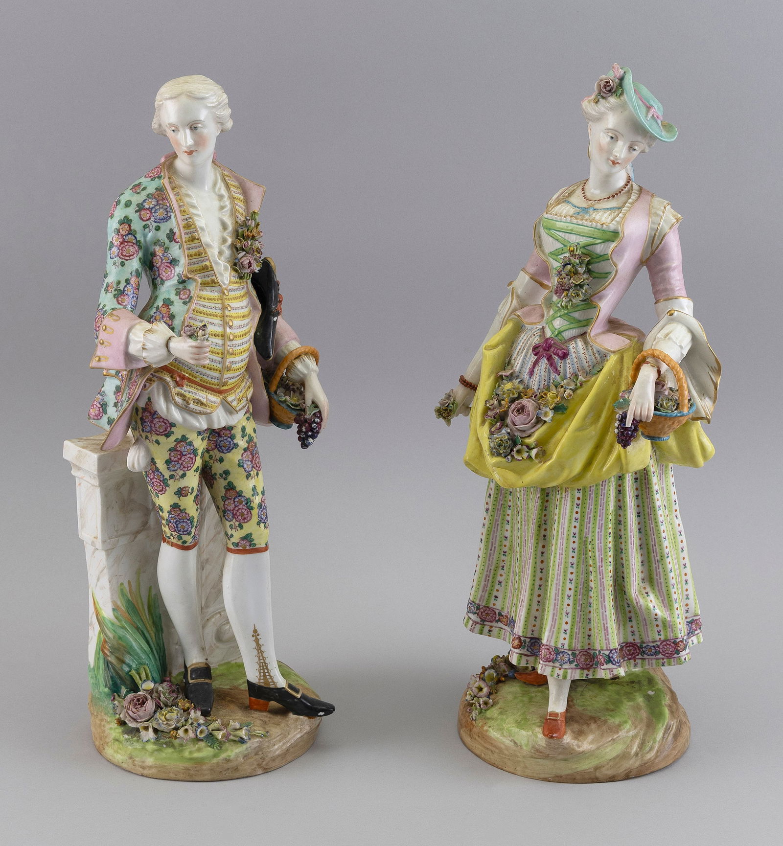 PAIR OF MEISSEN PORCELAIN FIGURES Germany, 19th Century Heights 16". (1 of 6)