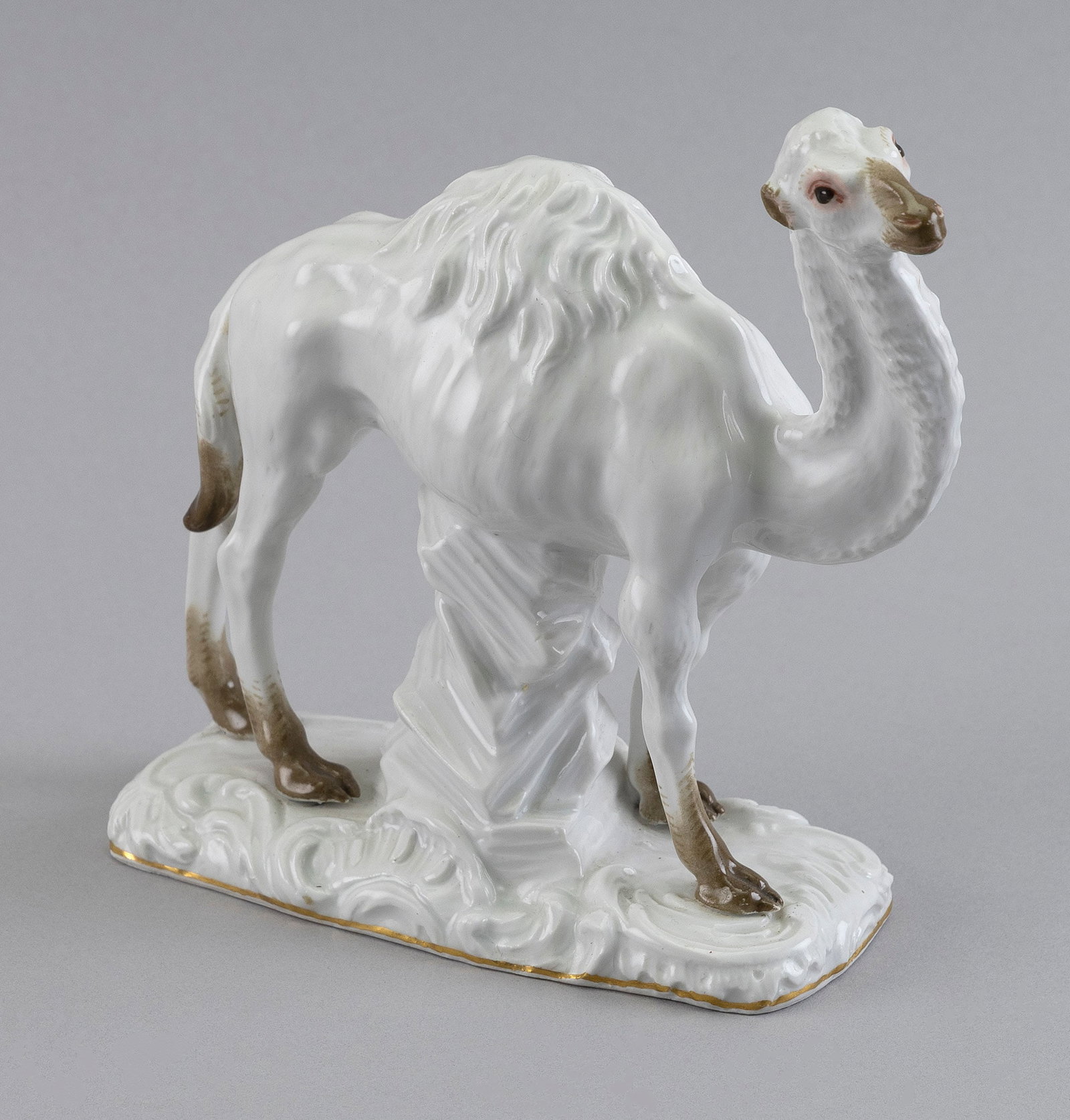 MEISSEN PORCELAIN CAMEL Germany, 20th Century Height 6.5". Length 5.5".: MEISSEN PORCELAIN CAMEL Germany, 20th Century Blue crossed swords mark on base. Height 6.5". Length 5.5".