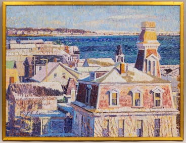 SAM BARBER (Centerville, Massachusetts/Italy, 1943-), Provincetown Rooftops in the Snow.,