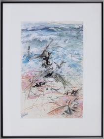 ANN GUILIANI (Dennis, Massachusetts, Contemporary), Layers 1., Litho-monoprint, mixed media and silk