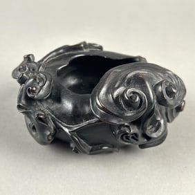 CHINESE CARVED ZITAN WOOD BRUSH WASHER 19th Century Length 5.75".