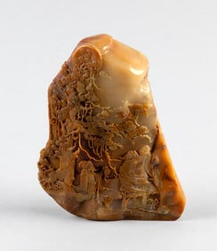 CHINESE FINELY CARVED SHOUSHAN MOUNTAIN 19th Century Height 6". Length 4". With a fitted case.