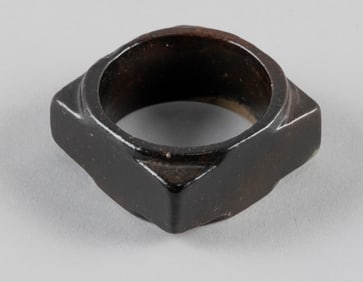 CHINESE ARCHAIC-STYLE MOTTLED BROWN JADE CONG 2.25" x 2.25".