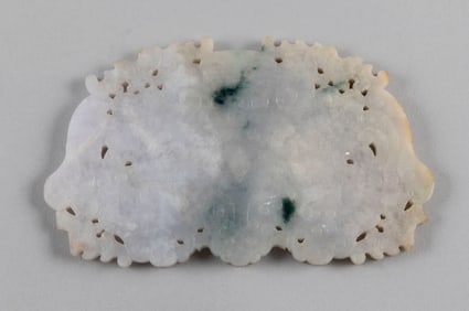 CHINESE CARVED LAVENDER AND PALE CELADON JADE PANEL/HANGING STONE 19th Century Length 6".
