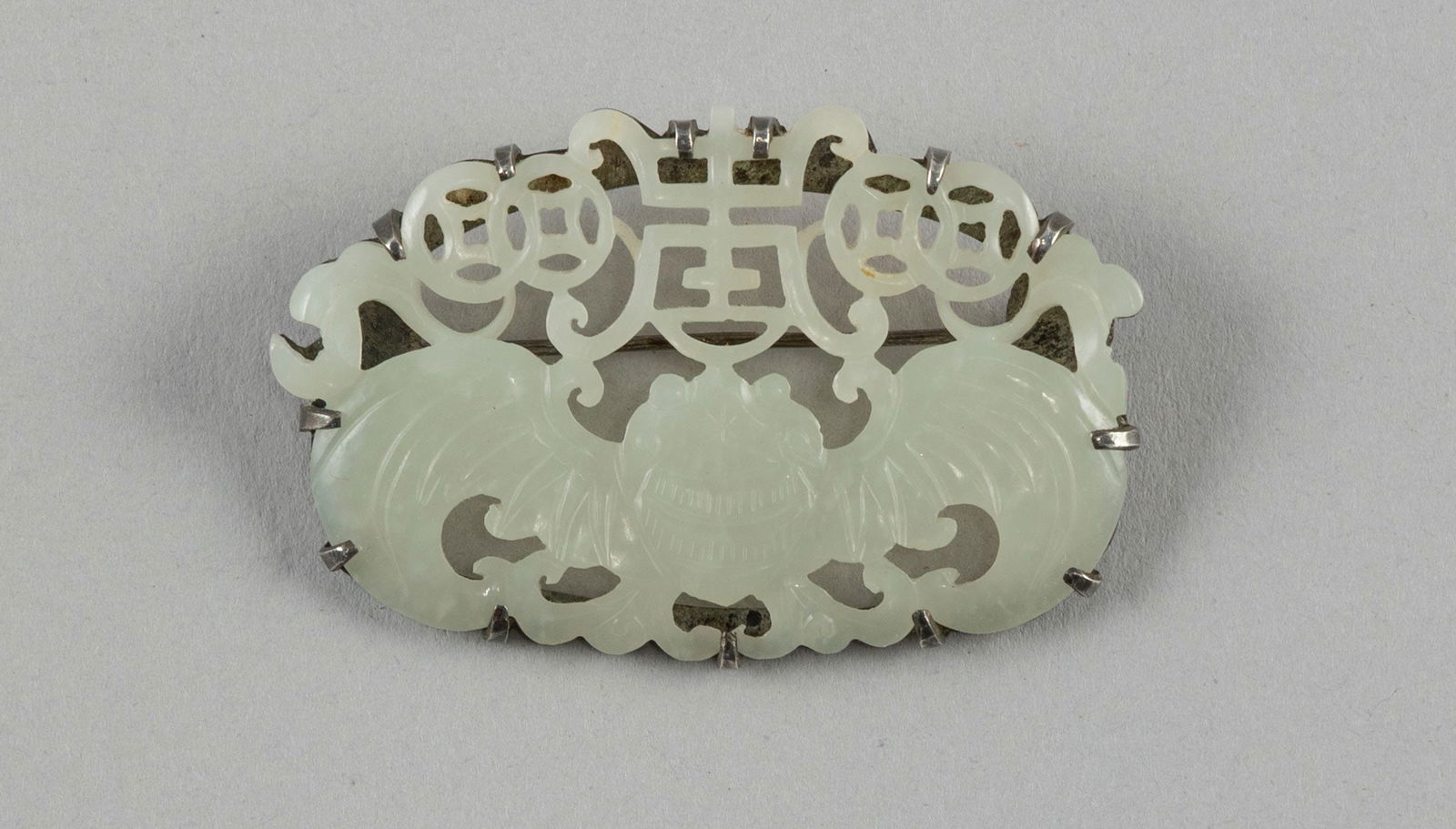 CHINESE OPEN-CARVED WHITE JADE PLAQUE Late 19th/Early 20th Century Length 2". (1 of 5)
