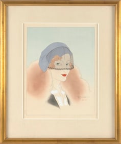 PAUL JACOULET (France/Japan, 1902-1960), Parisienne. (#6)., Woodblock print, 17" x 13" sight. Sheet