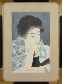 TORII KOTONDO (Japan, 1900-1976), Morning hair., Woodblock print, dai oban tate-e, 16" x 10" sight.