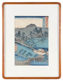 UTAGAWA HIROSHIGE (Japan, 1797-1858), Iga Province: Ueno, Woodblock print, oban tate-e, 13" x 9"