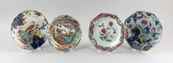 FOUR CHINESE EXPORT PORCELAIN PLATES 19th Century Diameters approx. 9".