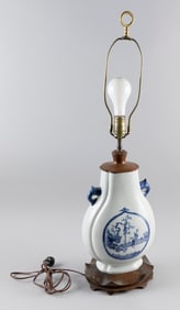 CHINESE BLUE AND WHITE PORCELAIN HU-FORM VASE 20th Century Vase height 13".