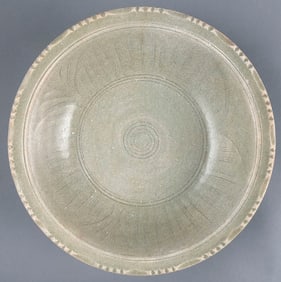 CHINESE OR THAI CELADON PORCELAIN BOWL Possibly 14th-16th Century Height 2.5". Diameter 10".