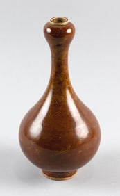 CHINESE TORTOISESHELL GLAZE PORCELAIN BOTTLE VASE Late 19th Century Height 10".