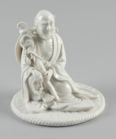 CHINESE BLANC DE CHINE PORCELAIN FIGURE OF AN ASCETIC 18th Century Height 5.5".